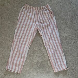 Striped Women’s Pants- Pink and White